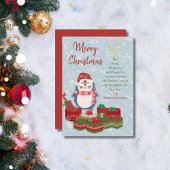 メリークリスマス引用文かわいいベビーペンギンサンタハット シーズンカード
