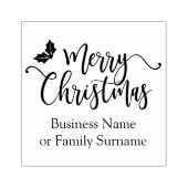 メリークリスマス引用文タイポグラフィ&ホリーブランチ ラバースタンプ (インプリント)
