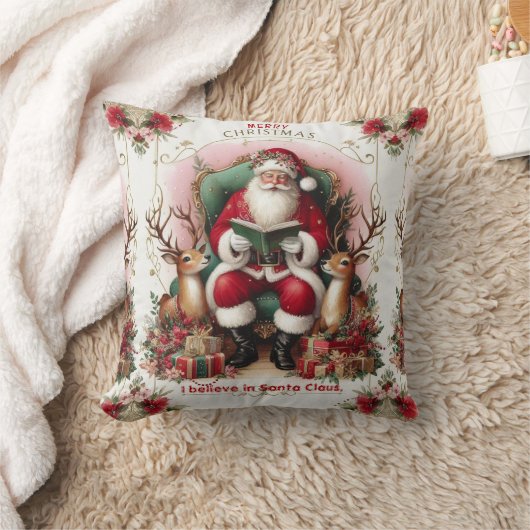 メリークリスマス引用文読サンタのトートインディア クッション (ブランケット)