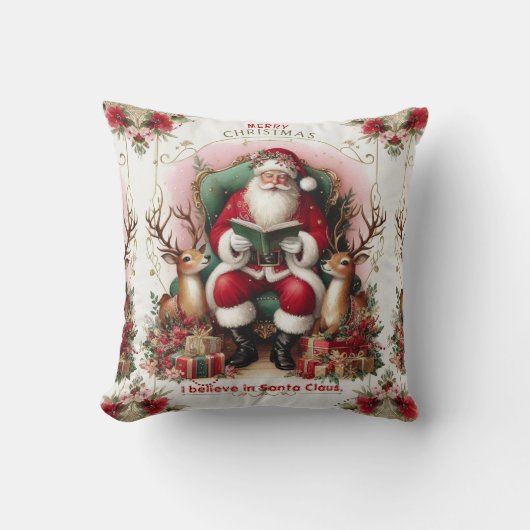 メリークリスマス引用文読サンタのトートインディア クッション (正面)