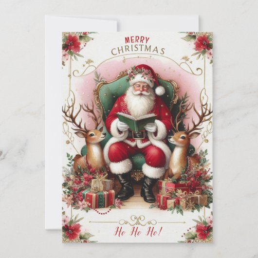 メリークリスマス引用文読サンタのトートインディア シーズンカード (正面)