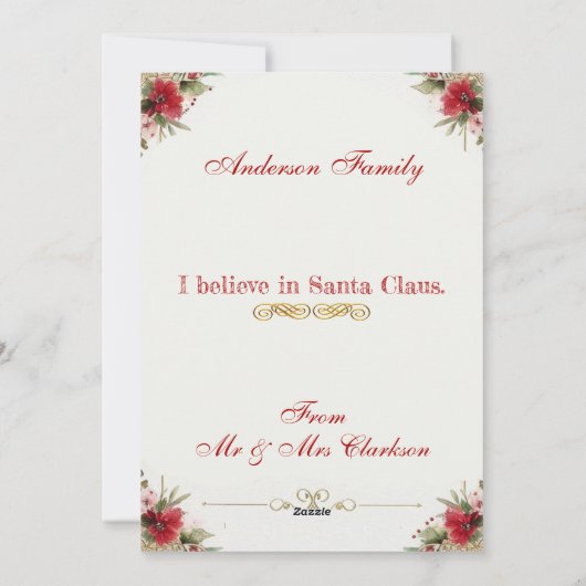 メリークリスマス引用文読サンタのトートインディア シーズンカード (裏面)