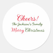 メリークリスマス応援追加ファミリー名文字写真 ラウンドシール (正面)