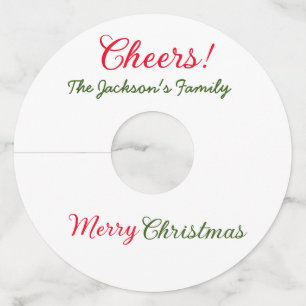 メリークリスマス応援追加ファミリー名文字写真 ワイングラスタグ