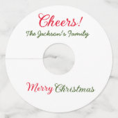 メリークリスマス応援追加ファミリー名文字写真 ワイングラスタグ (正面)