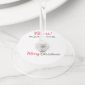 メリークリスマス応援追加ファミリー名文字写真 ワイングラスタグ (クローズアップ)