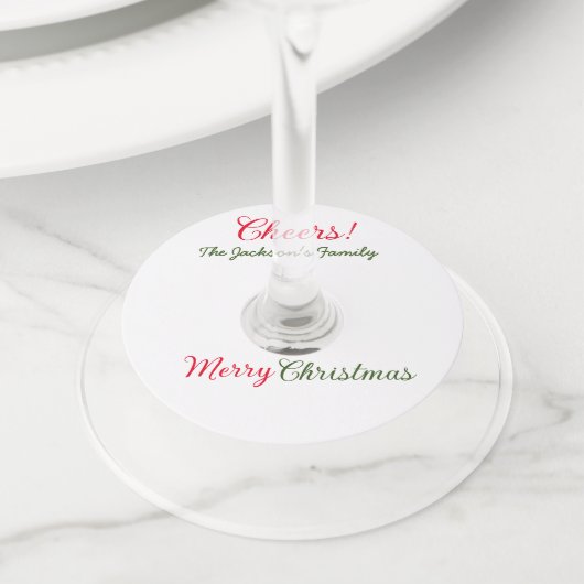 メリークリスマス応援追加ファミリー名文字写真 ワイングラスタグ (クローズアップ)