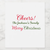 メリークリスマス応援追加ファミリー名文字写真 ワインラベル (シングルラベル)