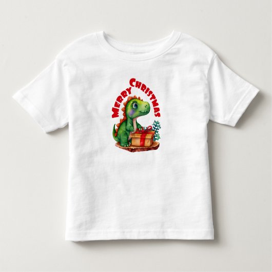 メリークリスマス恐竜キッズ幼児 トドラーTシャツ (正面)