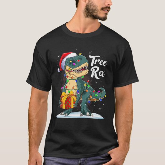 メリークリスマス恐竜ツリーレックスパジャマクリスマスリグ Tシャツ (正面)
