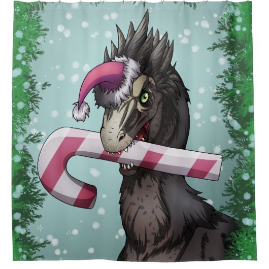 メリークリスマス恐竜 シャワーカーテン (正面)