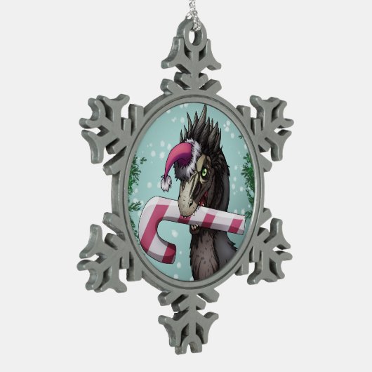 メリークリスマス恐竜 スノーフレークピューターオーナメント (左)