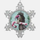 メリークリスマス恐竜 スノーフレークピューターオーナメント (正面)