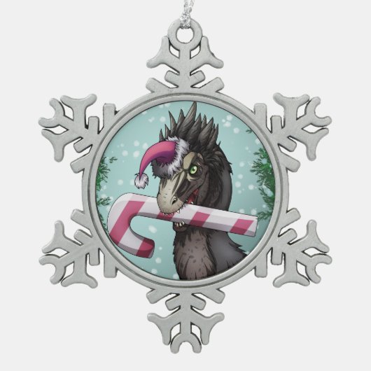 メリークリスマス恐竜 スノーフレークピューターオーナメント (正面)