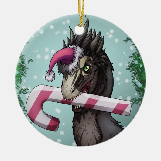 メリークリスマス恐竜 セラミックオーナメント (正面)