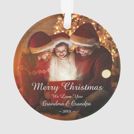 メリークリスマス愛おばあちゃん祖父の写真 オーナメント (裏面)