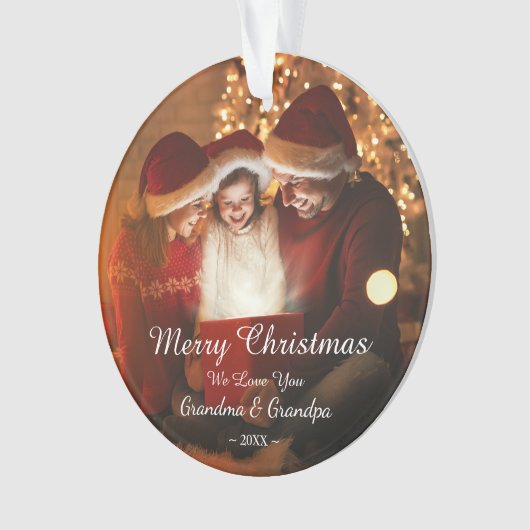 メリークリスマス愛おばあちゃん祖父の写真 オーナメント (正面)