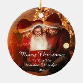 メリークリスマス愛おばあちゃん祖父の写真 セラミックオーナメント (裏面)