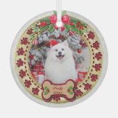 メリークリスマス愛犬ギフト オーダーメイド ガラスオーナメント (正面)
