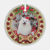 メリークリスマス愛犬ギフト オーダーメイド ガラスオーナメント (裏面)