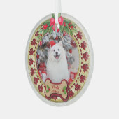 メリークリスマス愛犬ギフト オーダーメイド ガラスオーナメント (正面左)