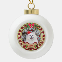 メリークリスマス愛犬ギフト オーダーメイド セラミックボールオーナメント