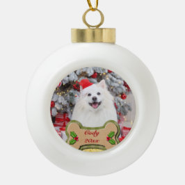 メリークリスマス愛犬ギフト オーダーメイド セラミックボールオーナメント