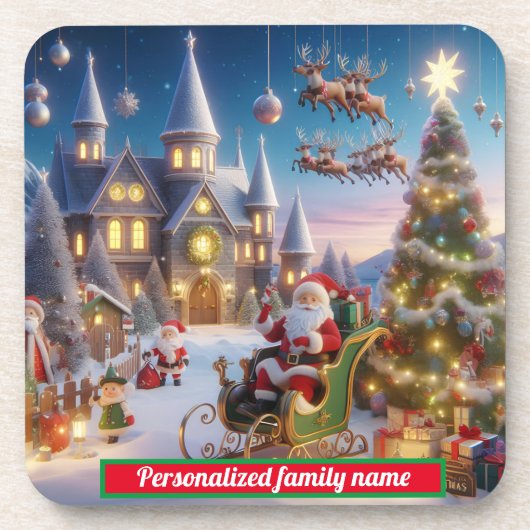 メリークリスマス懸命プラスチックのコースター コースター (正面)