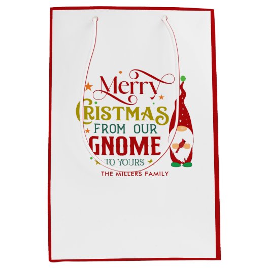 メリークリスマス我々の格言からあなたのレトロ文字 ミディアムペーパーバッグ (正面)