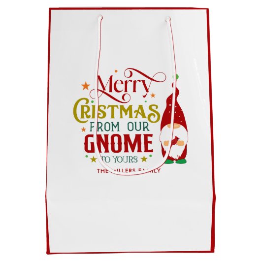 メリークリスマス我々の格言からあなたのレトロ文字 ミディアムペーパーバッグ (裏面)