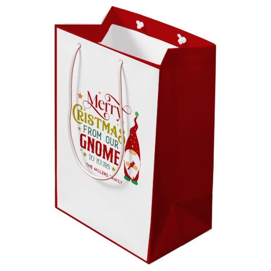 メリークリスマス我々の格言からあなたのレトロ文字 ミディアムペーパーバッグ (裏面アングル)