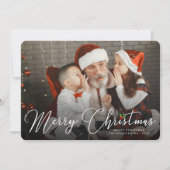 メリークリスマス手書きスクリプトのモダン写真 シーズンカード (正面)