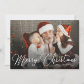 メリークリスマス手書きスクリプトのモダン写真 シーズンカード (正面)