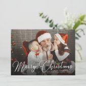 メリークリスマス手書きスクリプトのモダン写真 シーズンカード (スタンド正面)