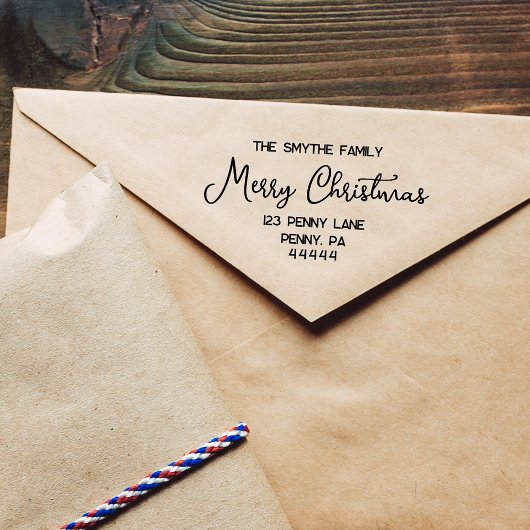 メリークリスマス手書きスクリプトゴム印 ラバースタンプ