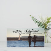 メリークリスマス手書きスクリプトホリデー シーズンカード (スタンド正面)