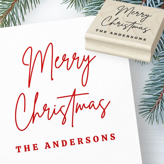 メリークリスマス手書きスクリプト名 ラバースタンプ