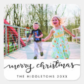 メリークリスマス手書きスモダンクリプトフォト スクエアシール (正面)