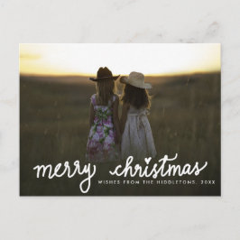 メリークリスマス手書きホワイトスクリプトの写真 シーズンポストカード