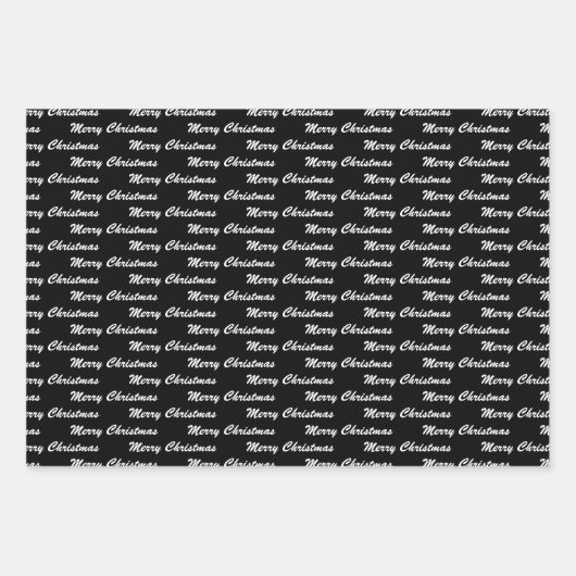 メリークリスマス手書きホワイトブラック赤 ラッピングペーパーシート (正面2)