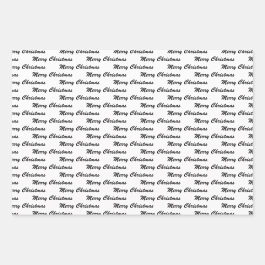 メリークリスマス手書きホワイトブラック赤 ラッピングペーパーシート (正面)