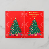 メリークリスマス折り畳み箔挨拶カード 箔グリーティングカード (外側レイダウン)