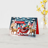 メリークリスマス折り紙サンタGC カード (黄色い花)