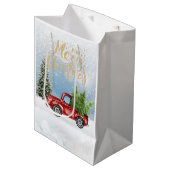 メリークリスマス抱き枕とヴィンテージレッドトラック ミディアムペーパーバッグ (正面アングル)