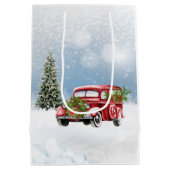 メリークリスマス抱き枕とヴィンテージレッドトラック ミディアムペーパーバッグ (裏面)