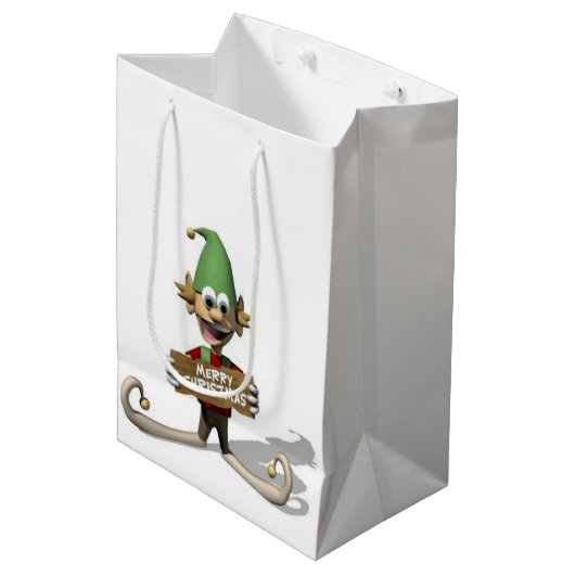 メリークリスマス抱き枕小妖精や小人 ミディアムペーパーバッグ (正面アングル)