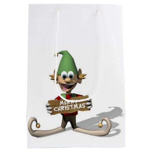 メリークリスマス抱き枕小妖精や小人 ミディアムペーパーバッグ (裏面)
