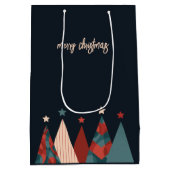 メリークリスマス抽象芸術のアートツリー ミディアムペーパーバッグ (裏面)