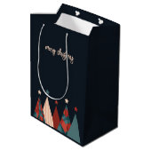 メリークリスマス抽象芸術のアートツリー ミディアムペーパーバッグ (裏面アングル)