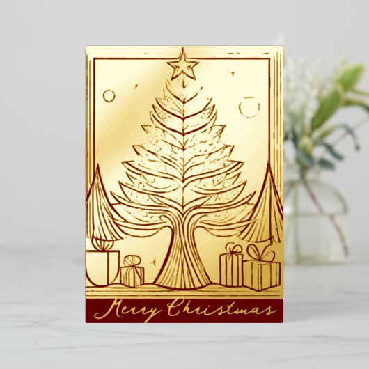 メリークリスマス抽象芸術ツリーテーマイラストレーション 箔シーズンカード (立ち正面)